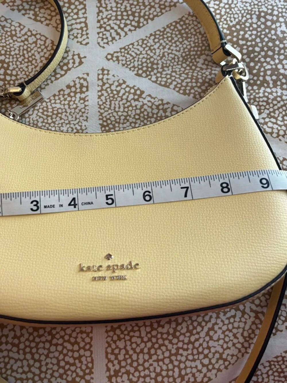 kate spade Yellow Pebbled Leather Crescent Shoulder Bag w/ Adjustable Strap